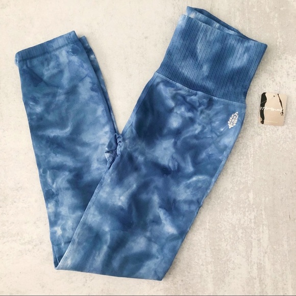 Free People Pants - Free People FP Movement Good Karma Blue Tie Dye Leggings NEW